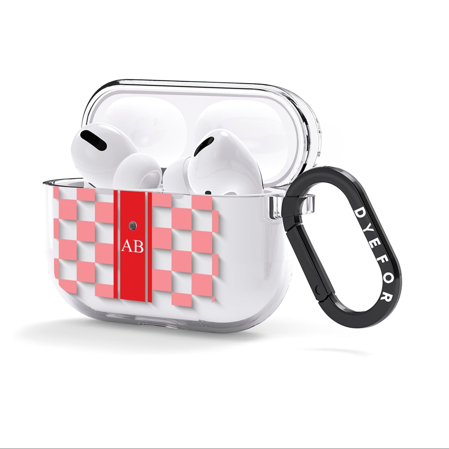 Personalised Checkered AirPods Clear Case 3rd Gen Side Image