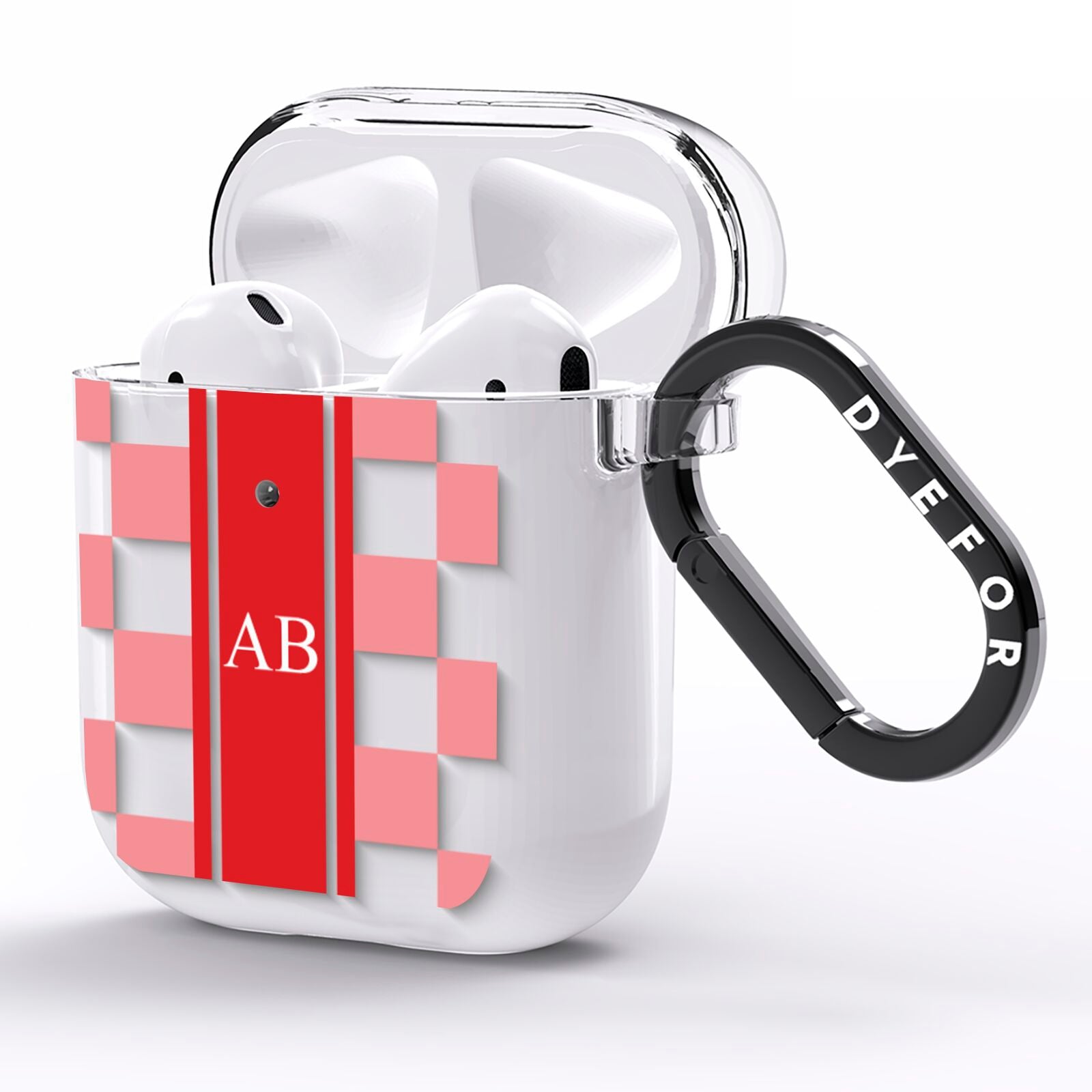 Personalised Checkered AirPods Clear Case Side Image