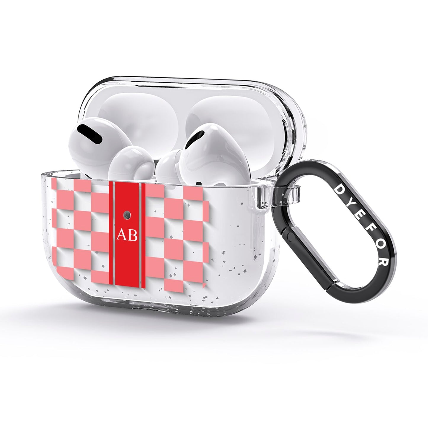 Personalised Checkered AirPods Glitter Case 3rd Gen Side Image