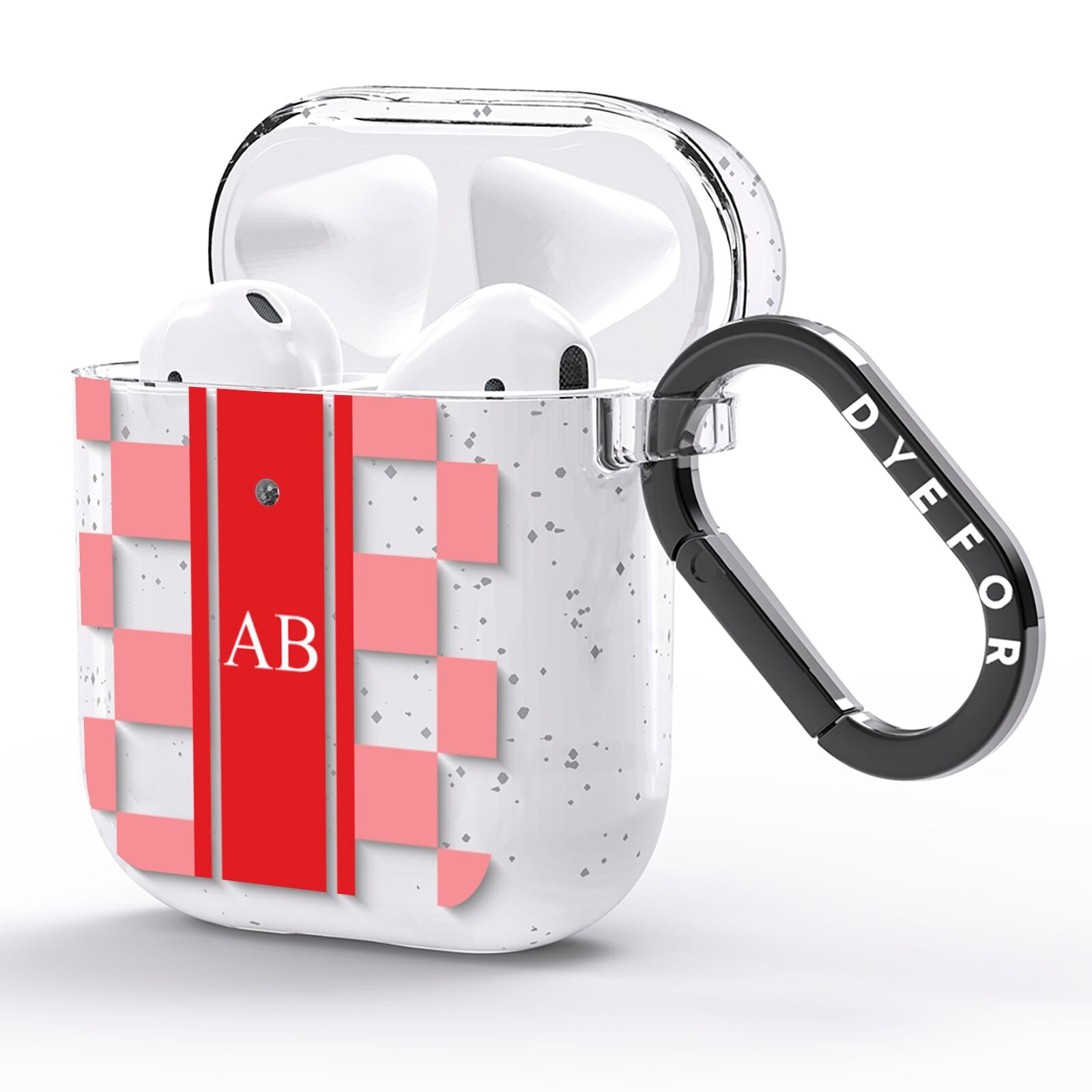 Personalised Checkered AirPods Glitter Case Side Image