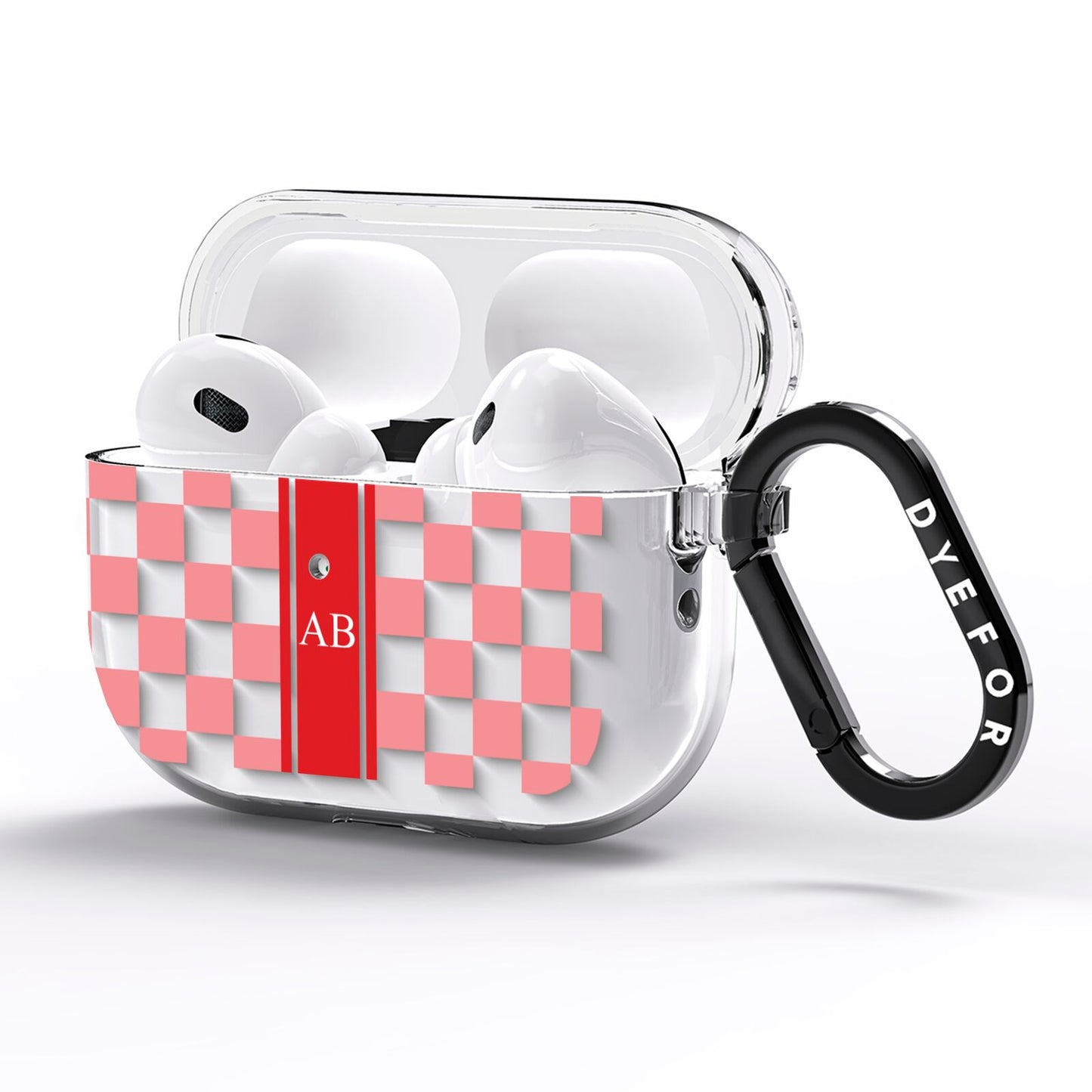 Personalised Checkered AirPods Pro Clear Case Side Image