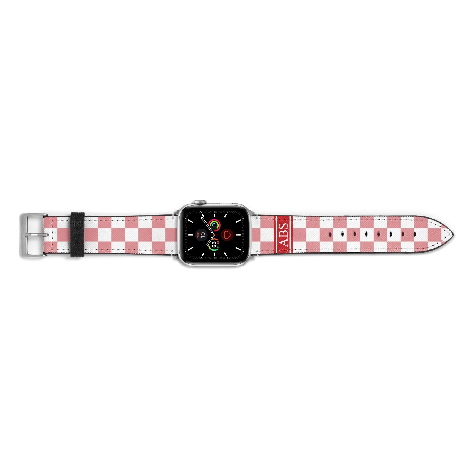 Personalised Checkered Apple Watch Strap Landscape Image Silver Hardware