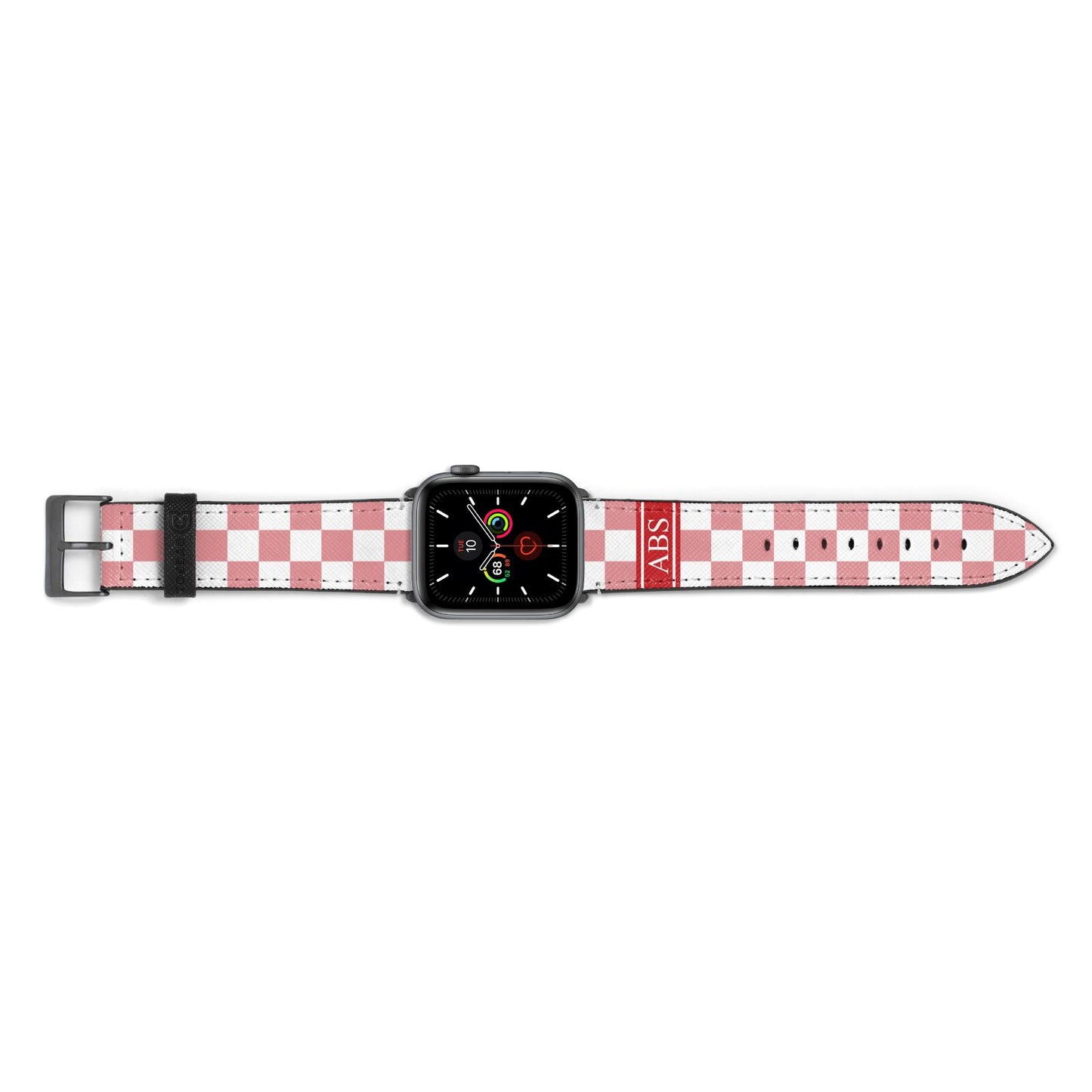 Personalised Checkered Apple Watch Strap Landscape Image Space Grey Hardware