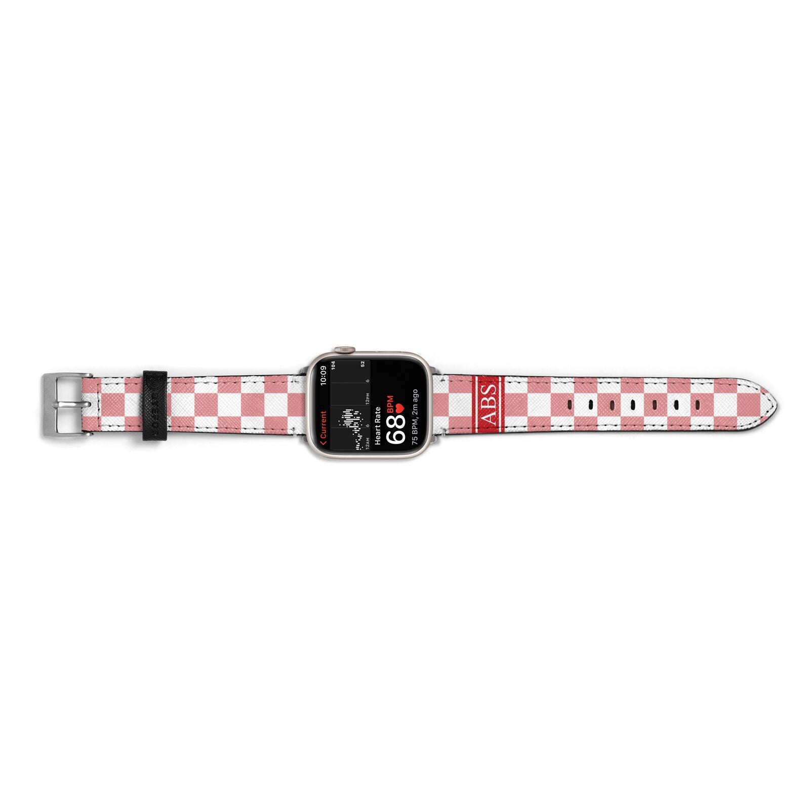 Personalised Checkered Apple Watch Strap Size 38mm Landscape Image Silver Hardware