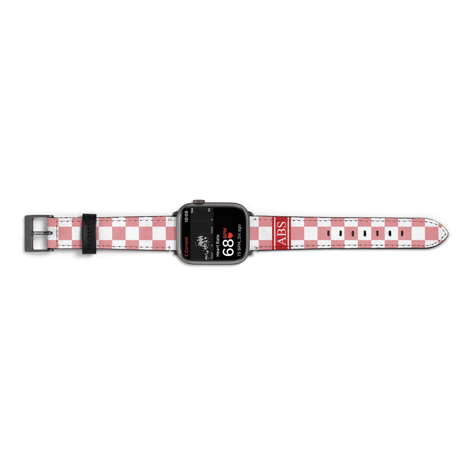 Personalised Checkered Apple Watch Strap Size 38mm Landscape Image Space Grey Hardware