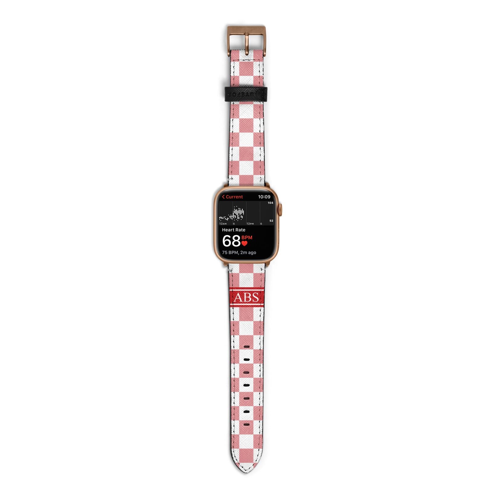 Personalised Checkered Apple Watch Strap Size 38mm with Gold Hardware