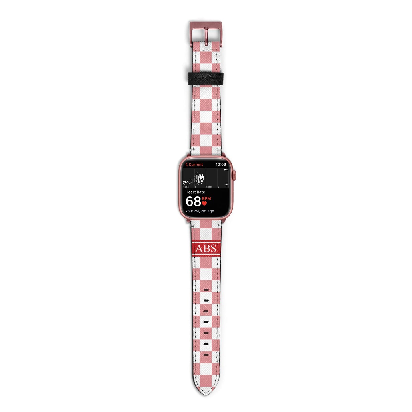 Personalised Checkered Apple Watch Strap Size 38mm with Rose Gold Hardware