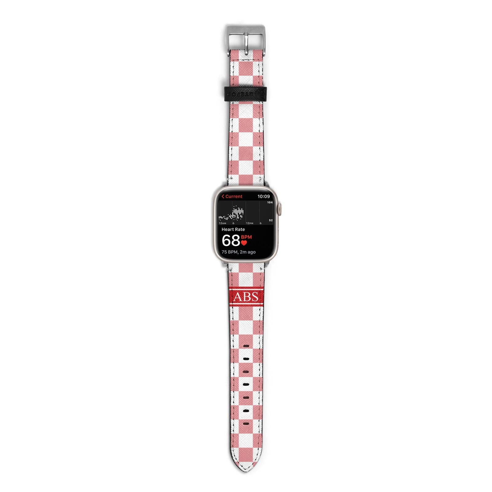 Personalised Checkered Apple Watch Strap Size 38mm with Silver Hardware