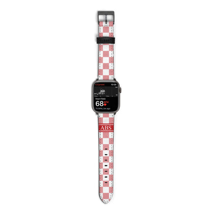 Personalised Checkered Apple Watch Strap Size 38mm with Space Grey Hardware