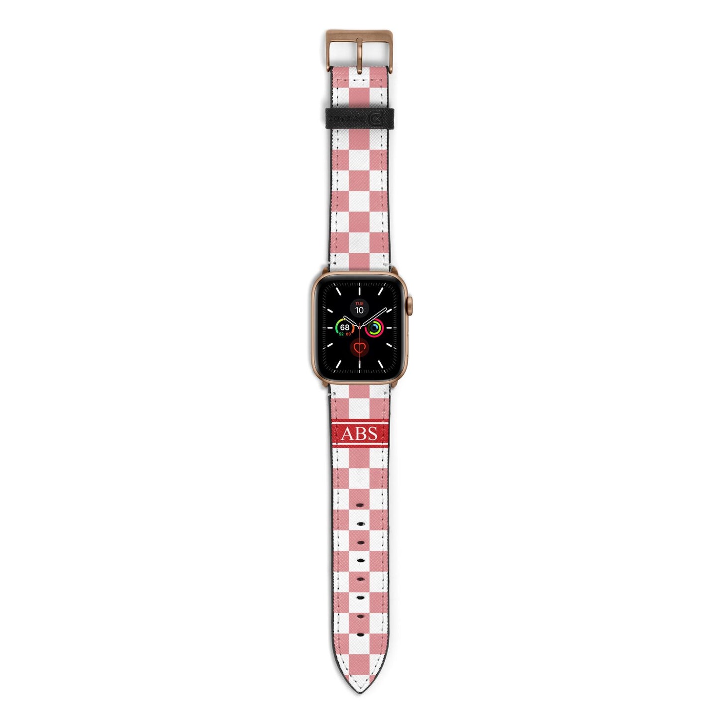 Personalised Checkered Apple Watch Strap with Gold Hardware