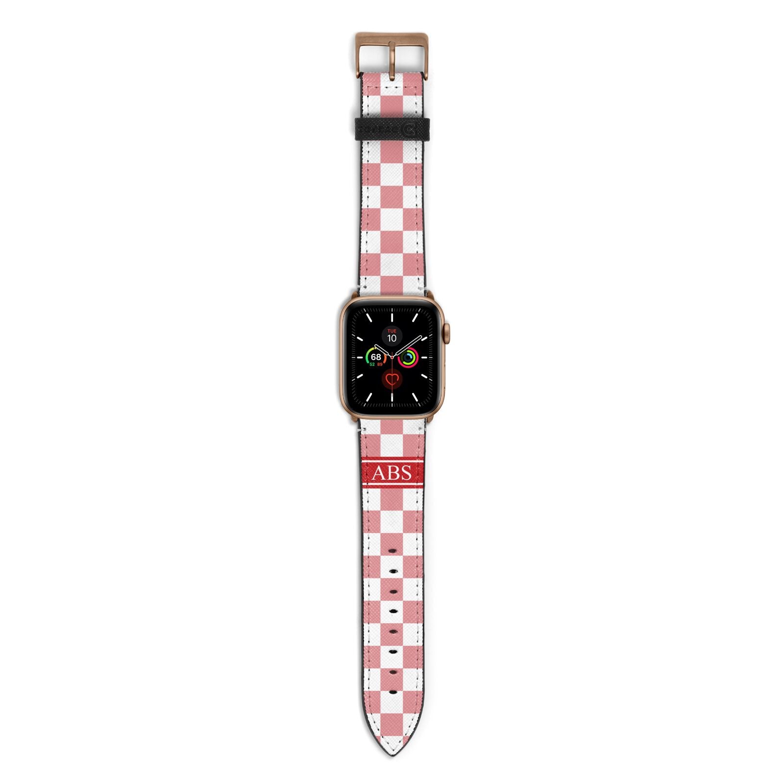 Personalised Checkered Apple Watch Strap with Gold Hardware