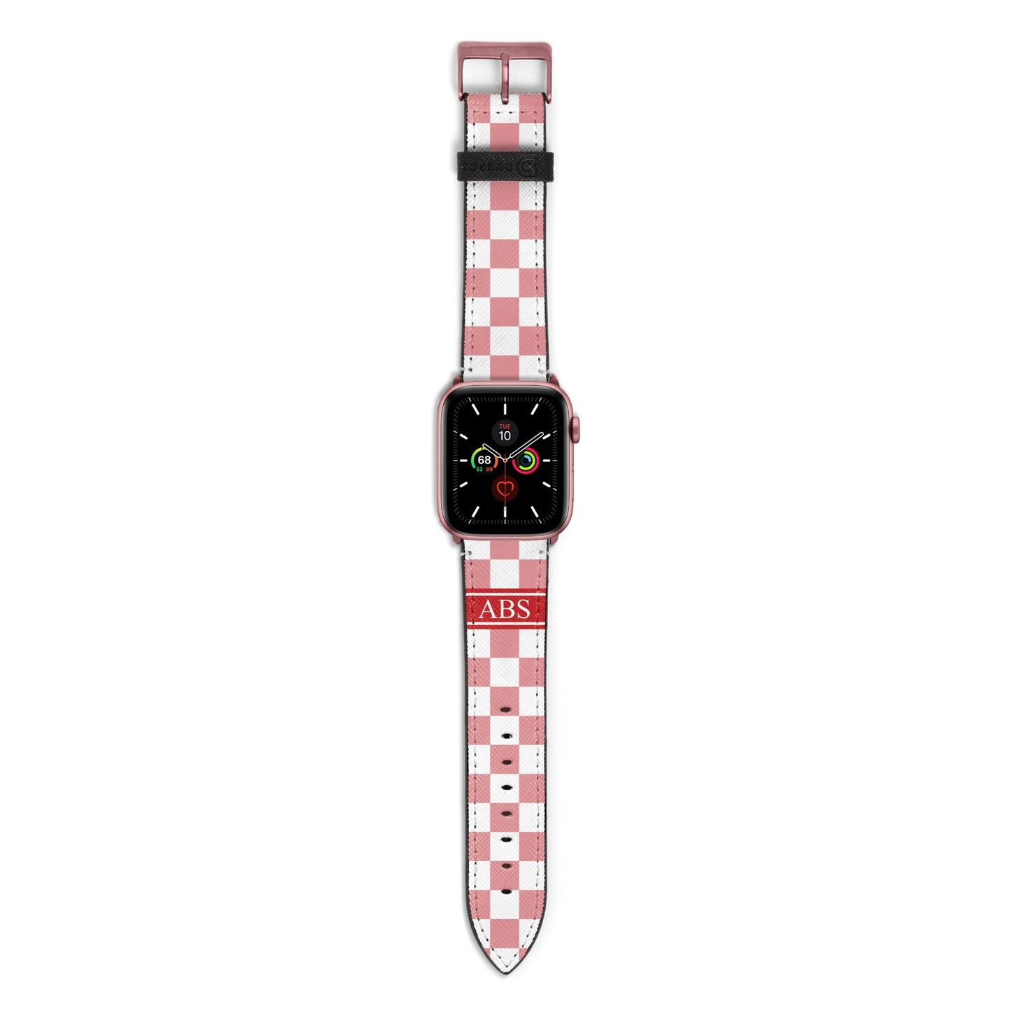 Personalised Checkered Apple Watch Strap with Rose Gold Hardware