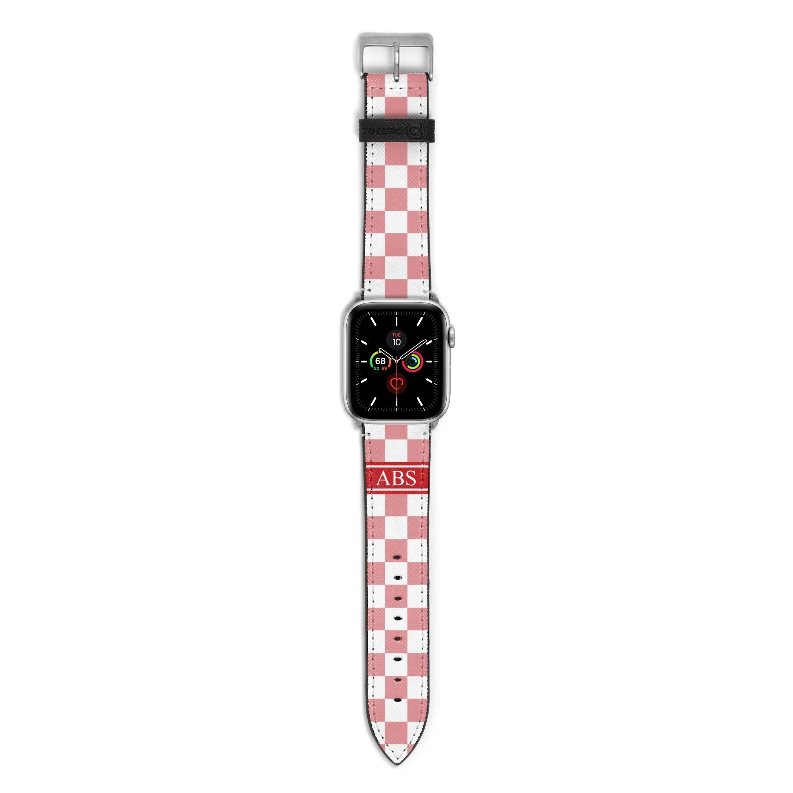 Personalised Checkered Apple Watch Strap with Silver Hardware