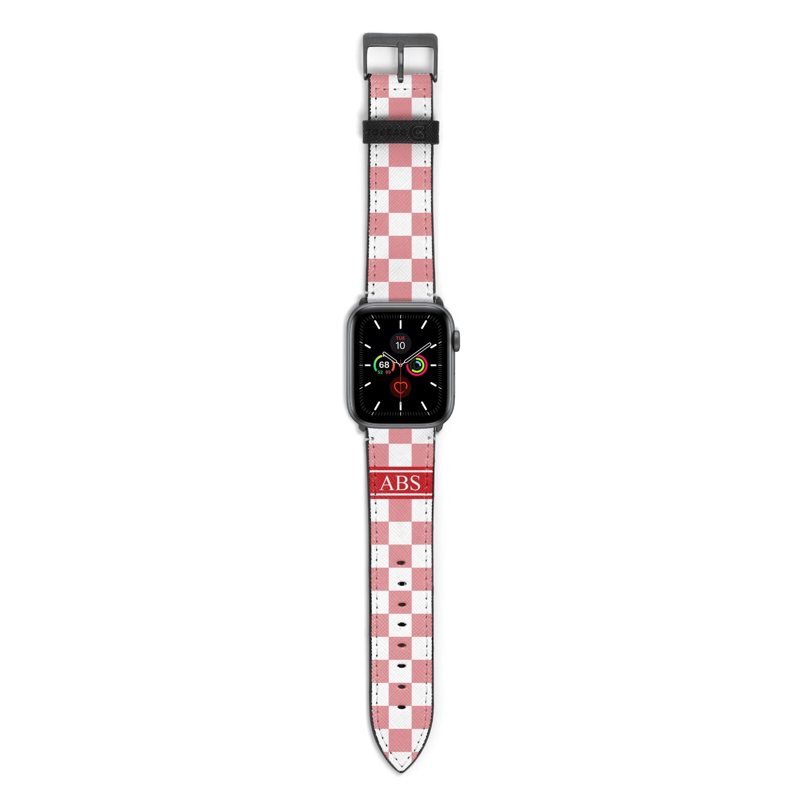 Personalised Checkered Apple Watch Strap with Space Grey Hardware