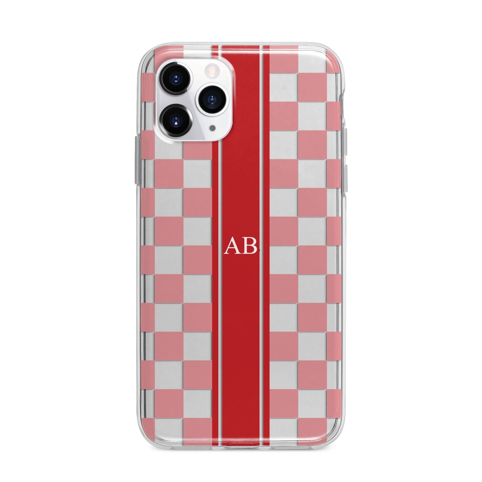 Personalised Checkered Apple iPhone 11 Pro Max in Silver with Bumper Case