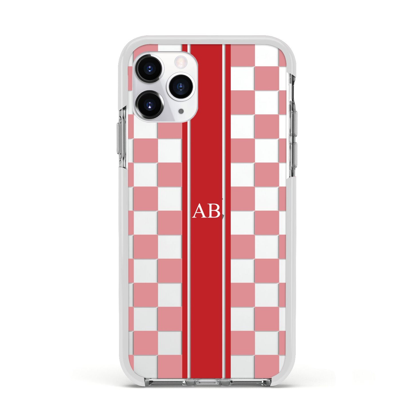 Personalised Checkered Apple iPhone 11 Pro in Silver with White Impact Case