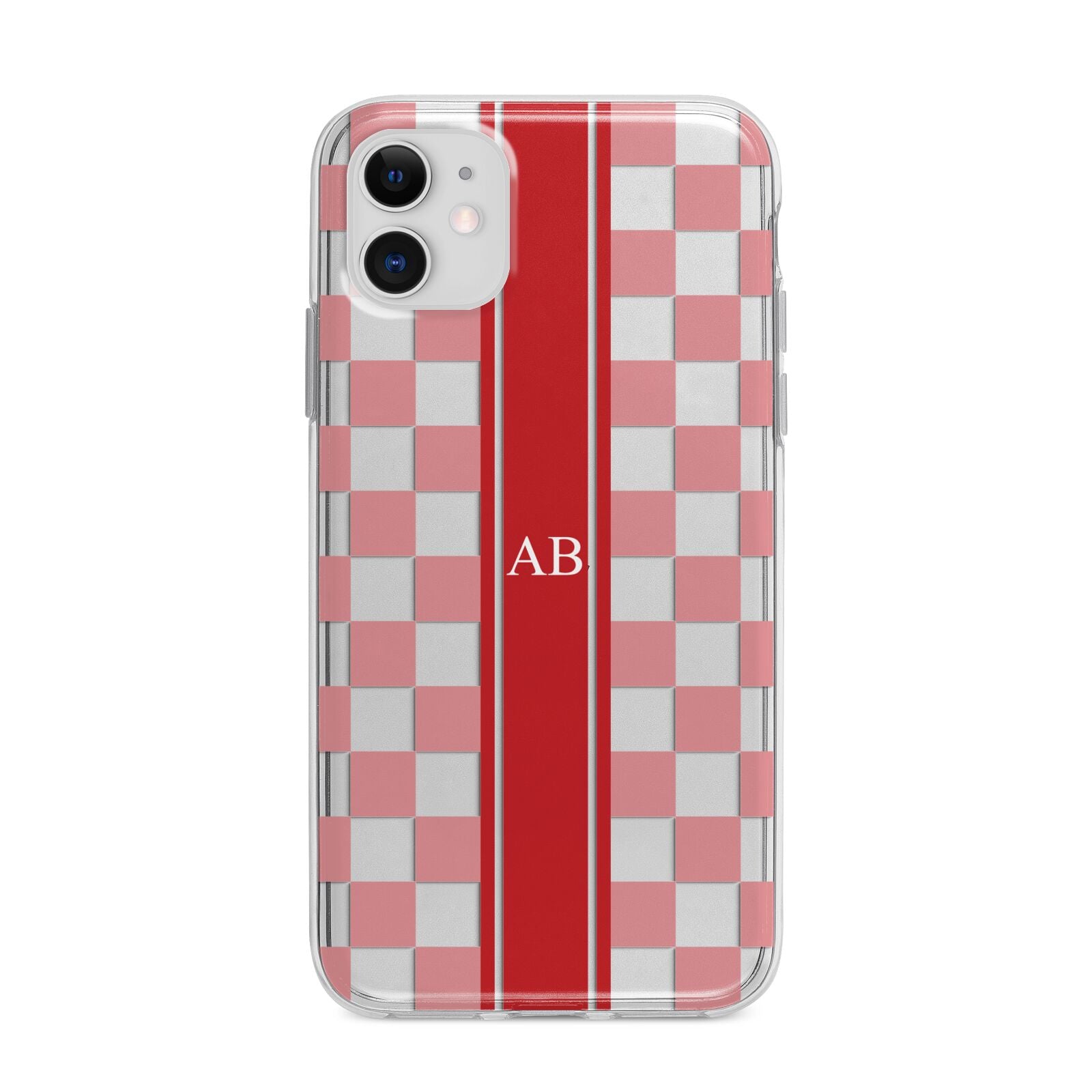 Personalised Checkered Apple iPhone 11 in White with Bumper Case