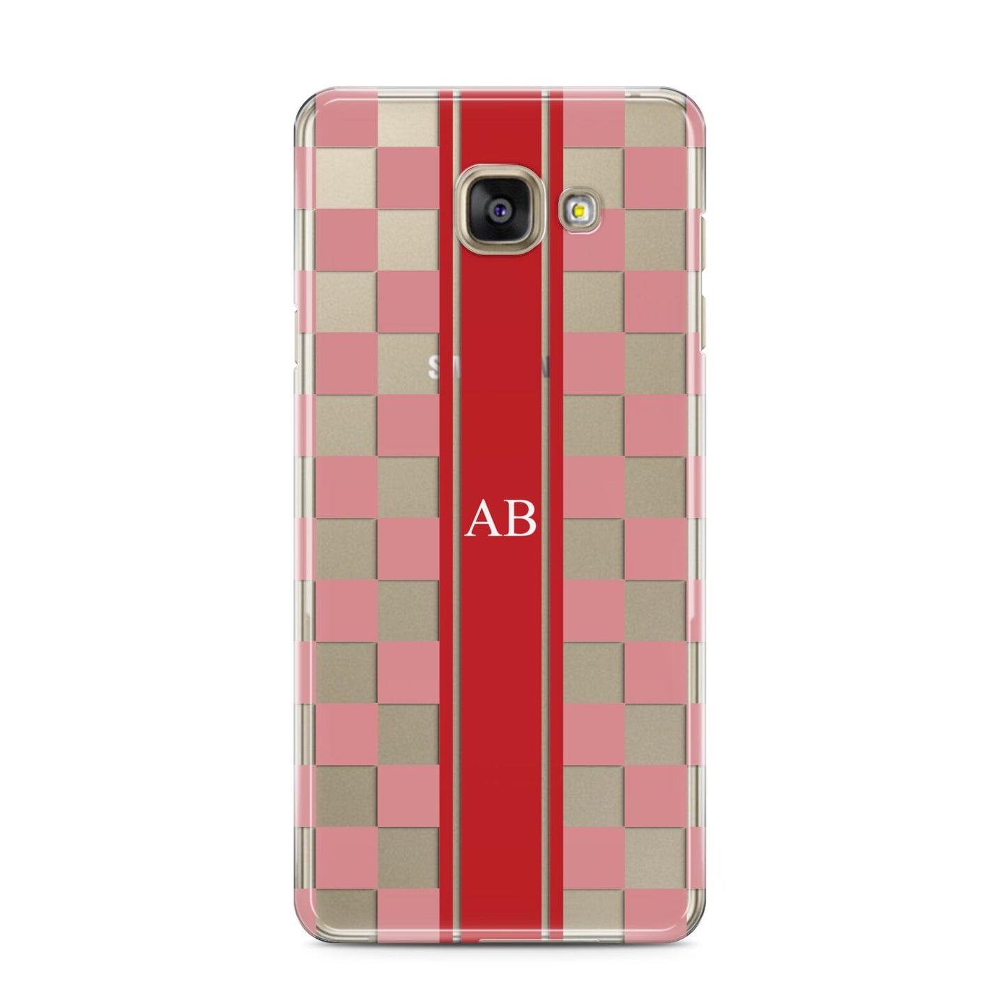 Personalised Checkered Samsung Galaxy A3 2016 Case on gold phone