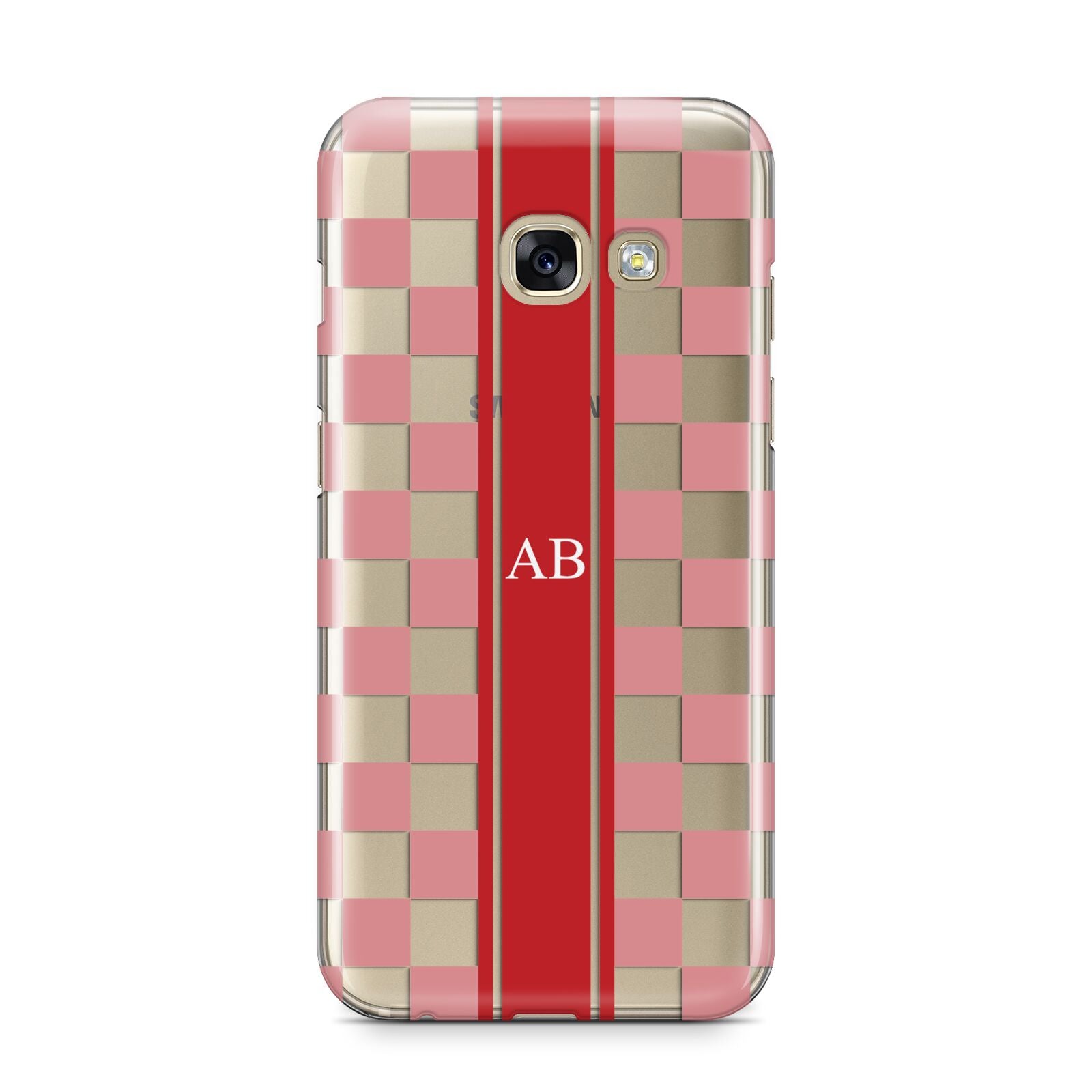 Personalised Checkered Samsung Galaxy A3 2017 Case on gold phone