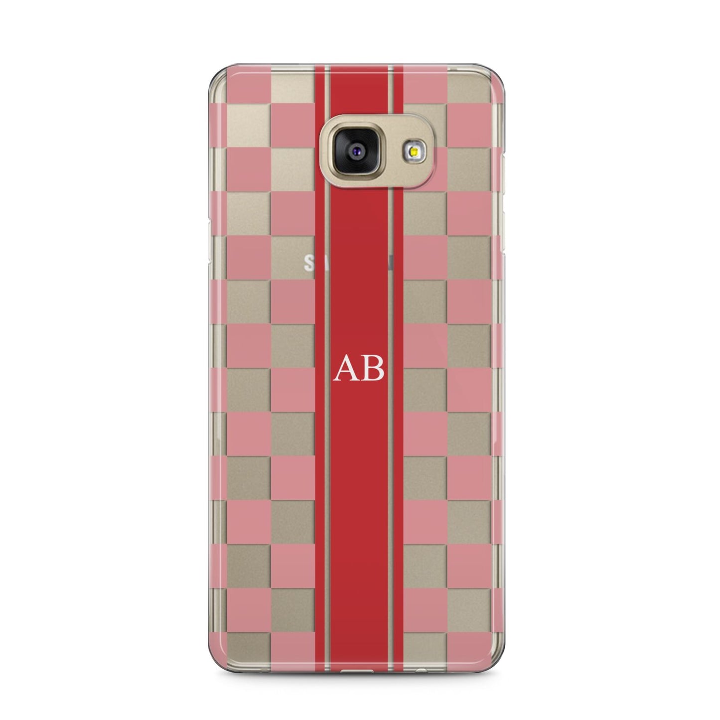 Personalised Checkered Samsung Galaxy A5 2016 Case on gold phone