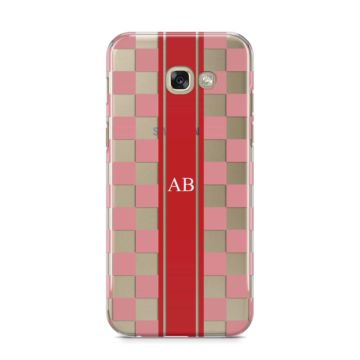 Personalised Checkered Samsung Galaxy A5 2017 Case on gold phone