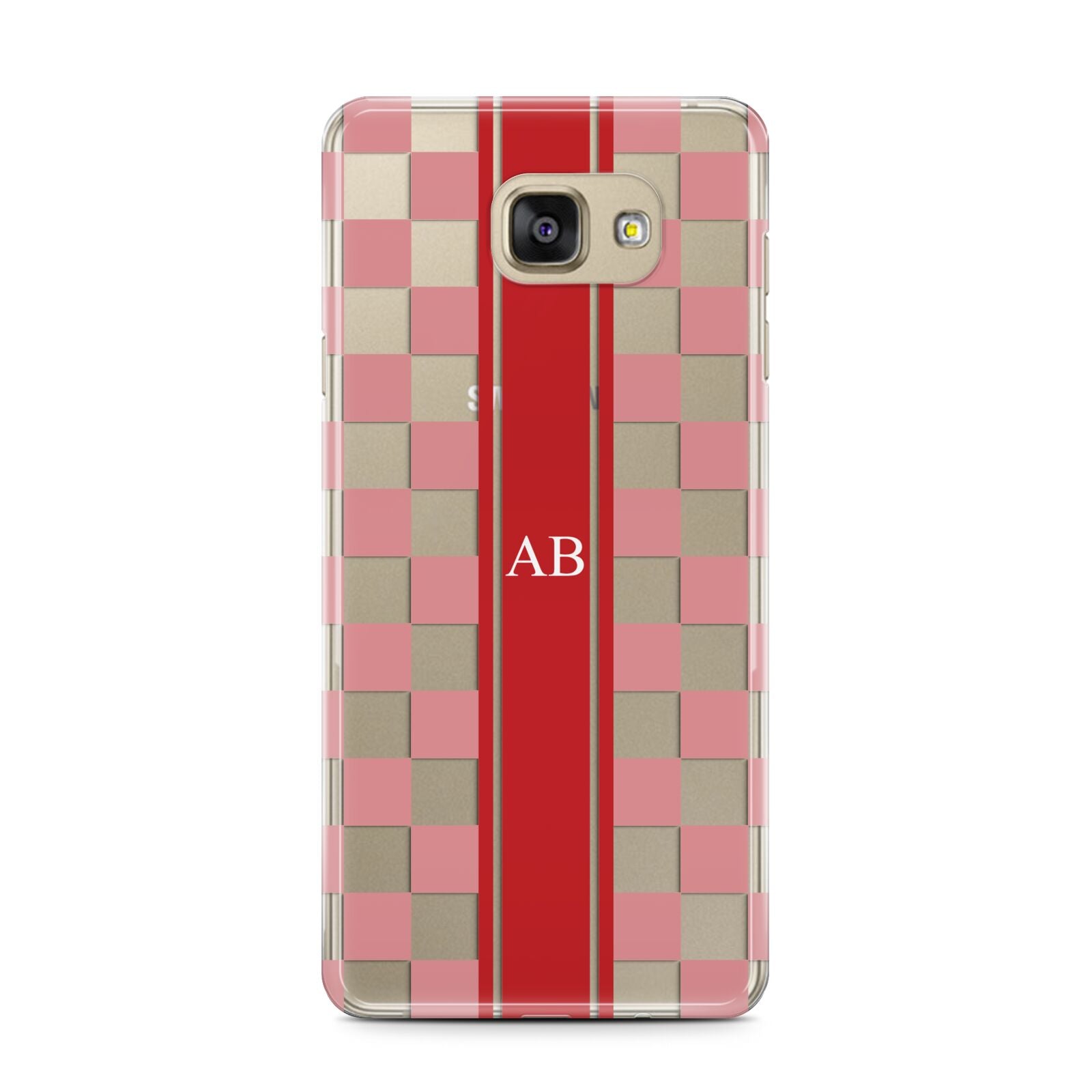 Personalised Checkered Samsung Galaxy A7 2016 Case on gold phone