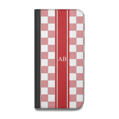 Personalised Checkered Vegan Leather Flip iPhone Case