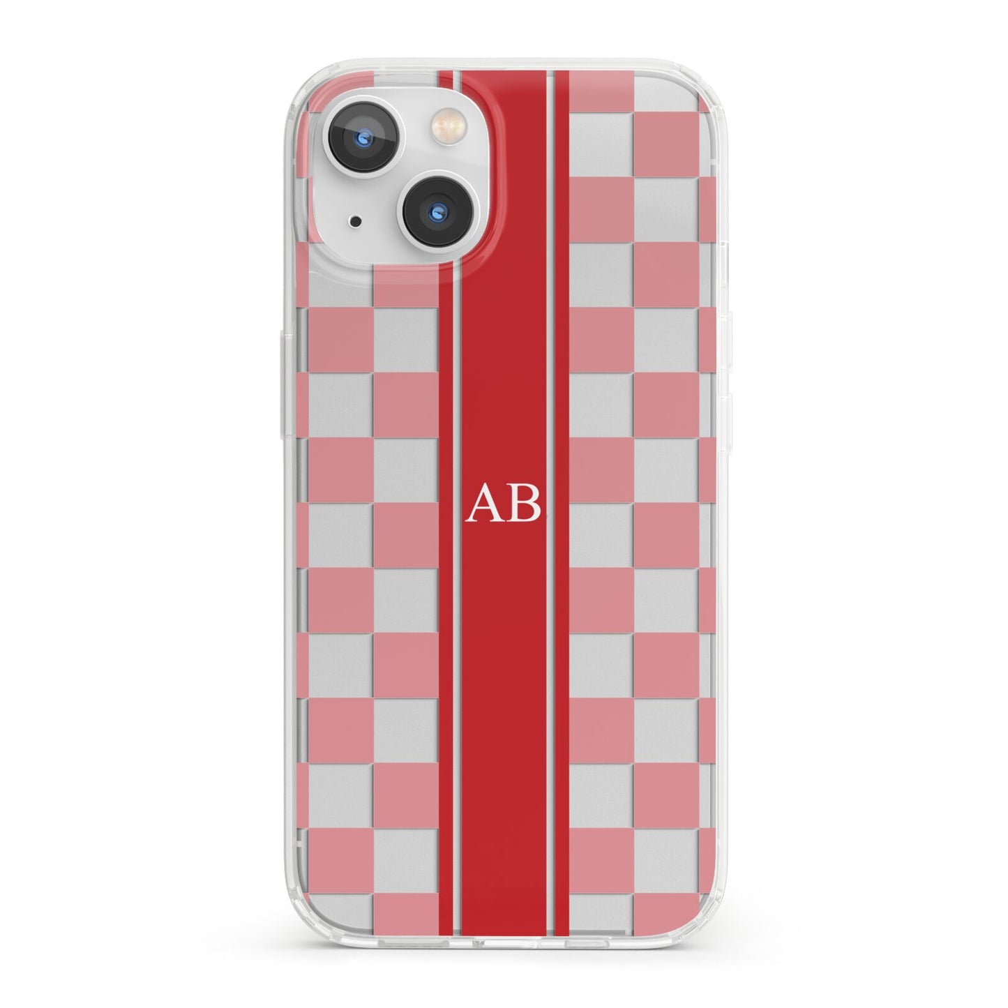 Personalised Checkered iPhone 13 Clear Bumper Case