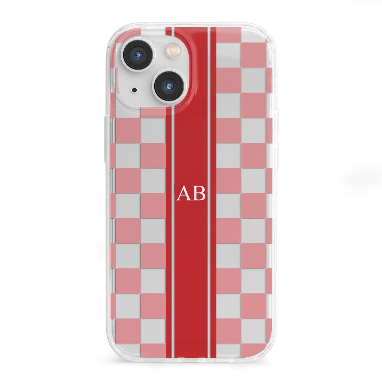 Personalised Checkered iPhone 13 Mini Clear Bumper Case