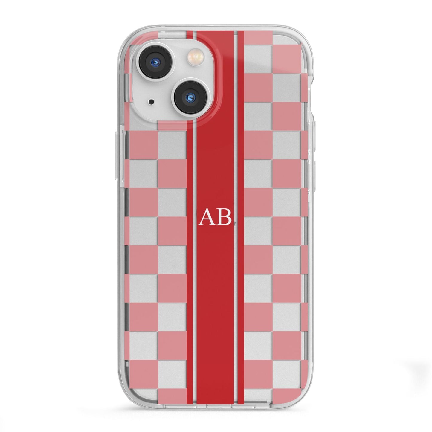 Personalised Checkered iPhone 13 Mini TPU Impact Case with White Edges