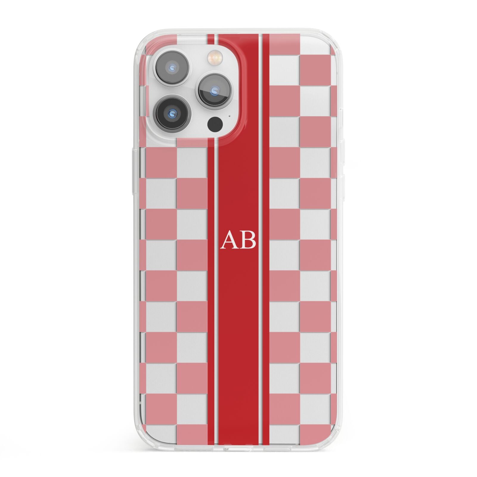 Personalised Checkered iPhone 13 Pro Max Clear Bumper Case