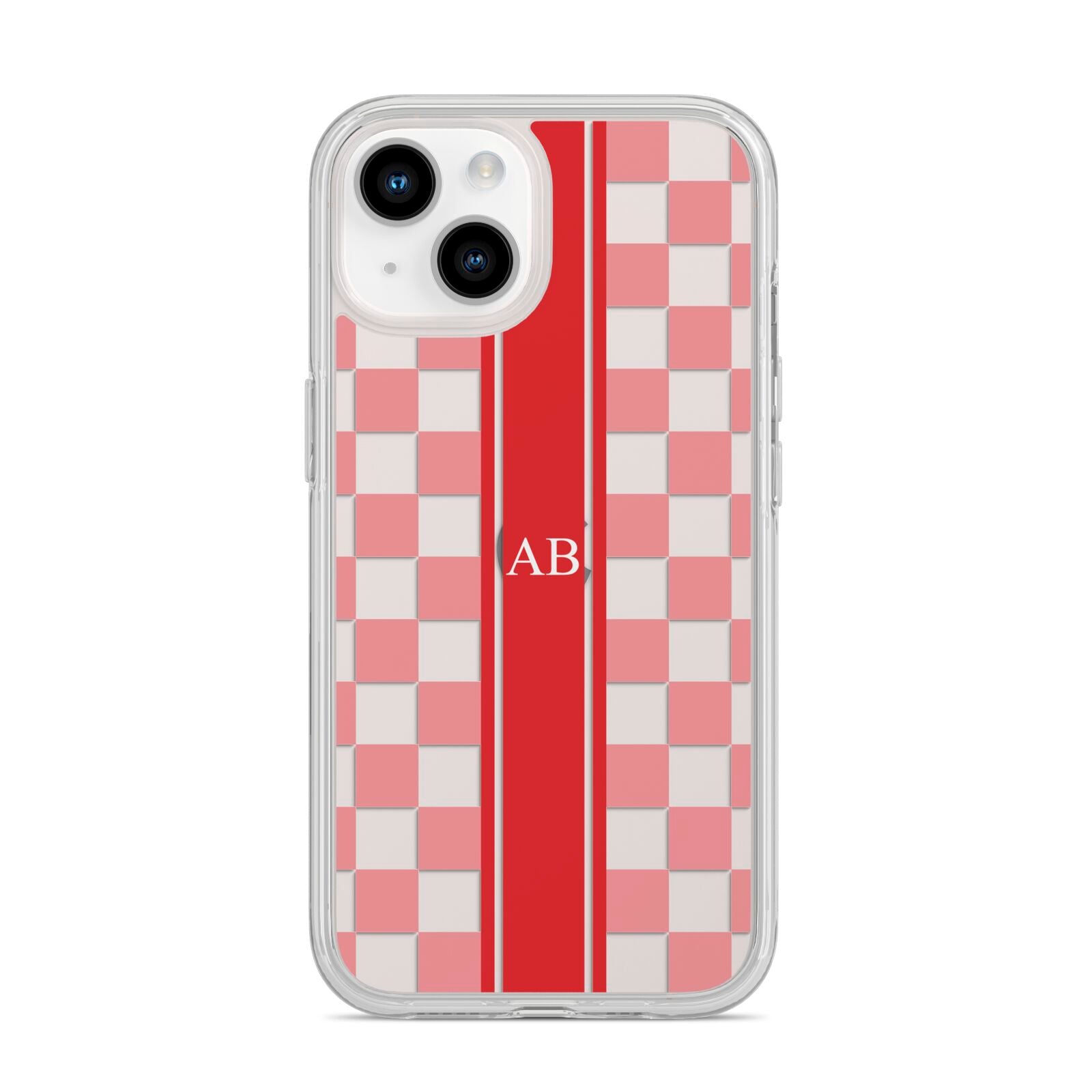 Personalised Checkered iPhone 14 Clear Tough Case Starlight