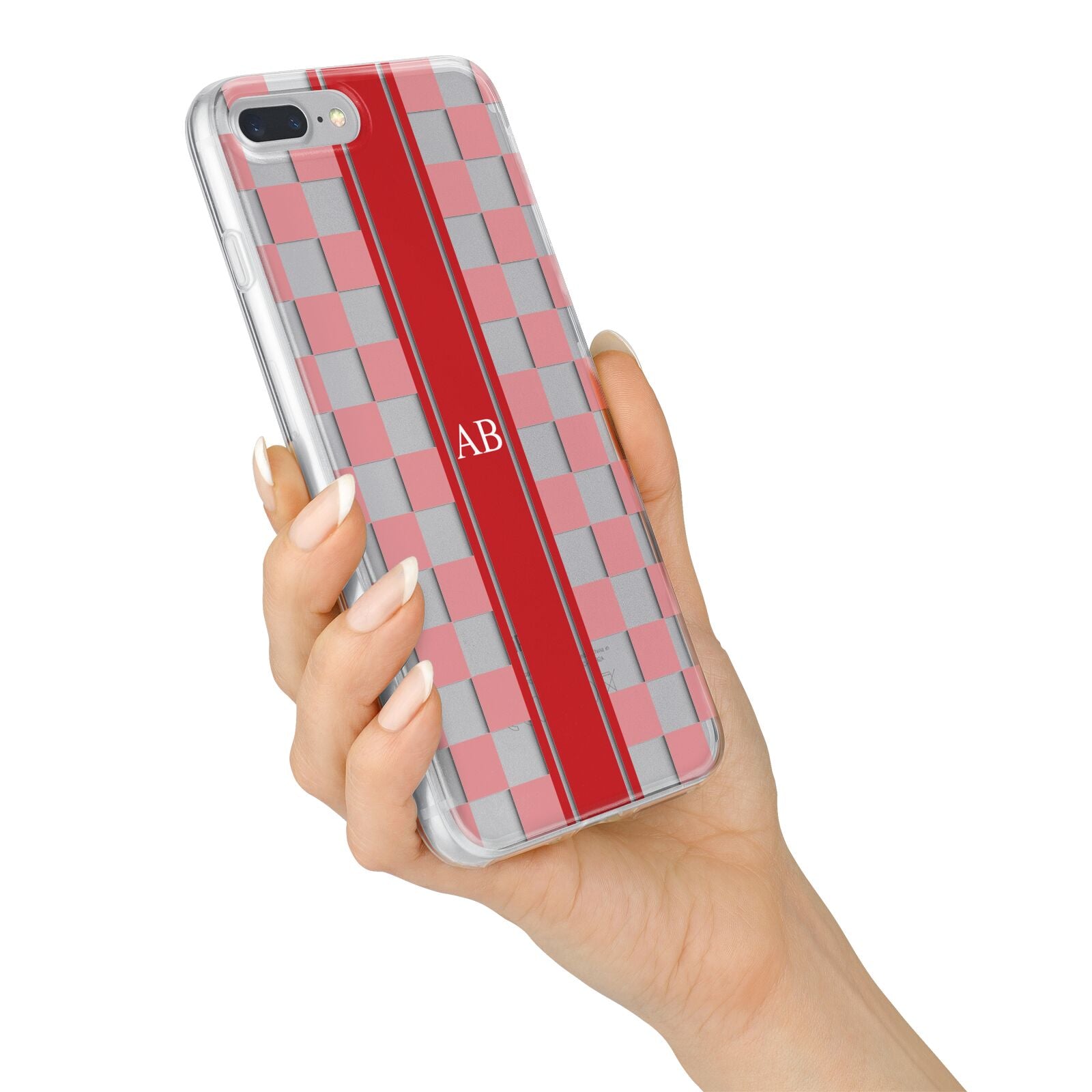 Personalised Checkered iPhone 7 Plus Bumper Case on Silver iPhone Alternative Image