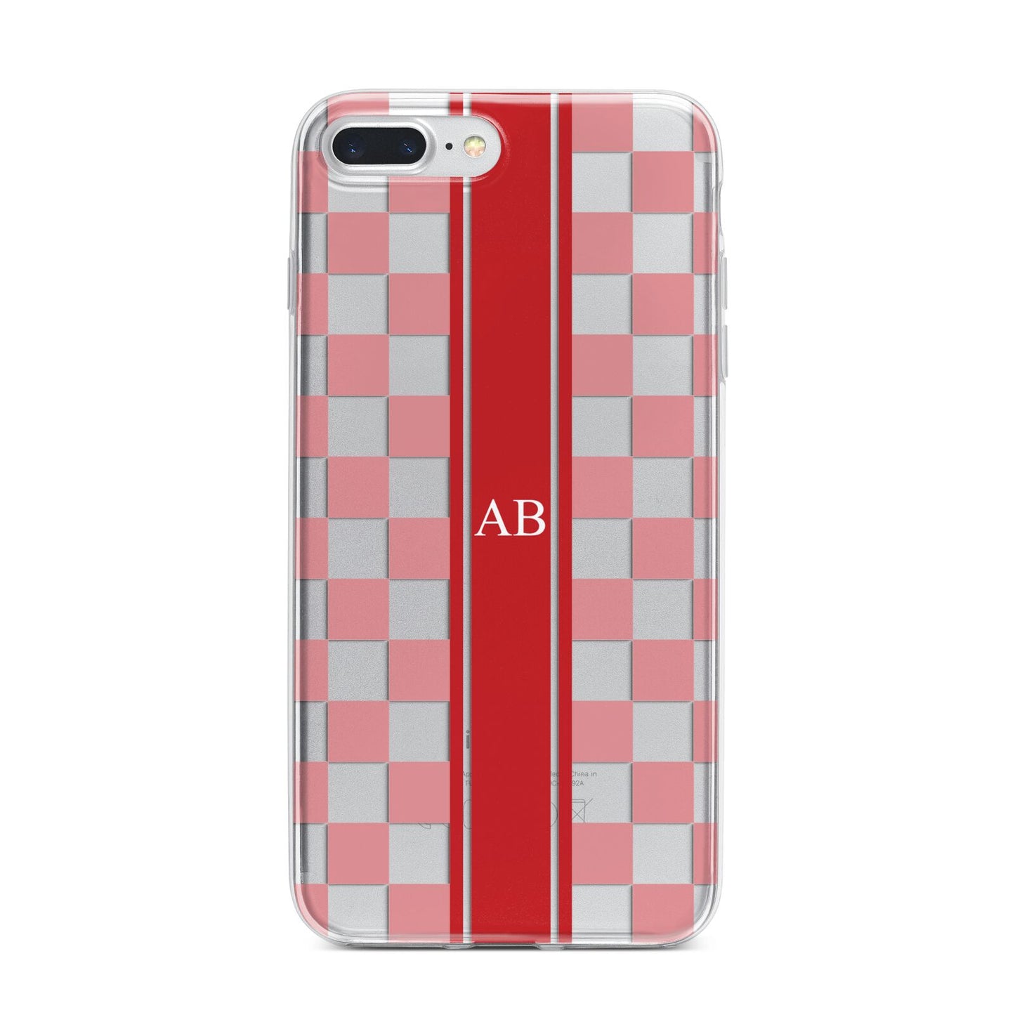 Personalised Checkered iPhone 7 Plus Bumper Case on Silver iPhone