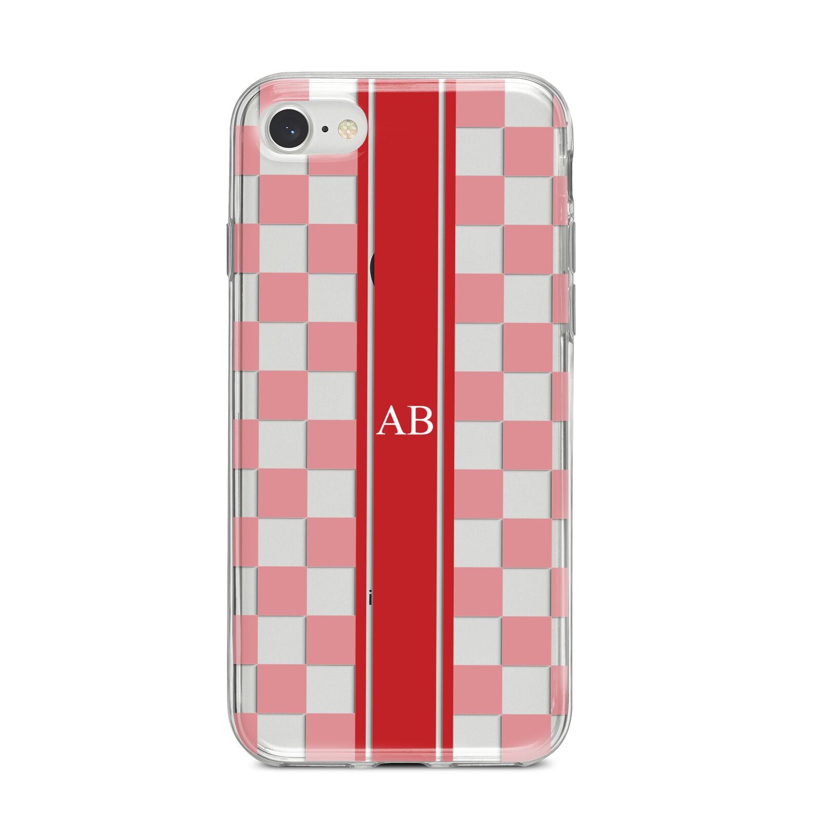 Personalised Checkered iPhone 8 Bumper Case on Silver iPhone