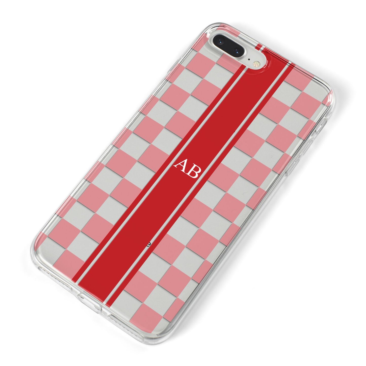 Personalised Checkered iPhone 8 Plus Bumper Case on Silver iPhone Alternative Image