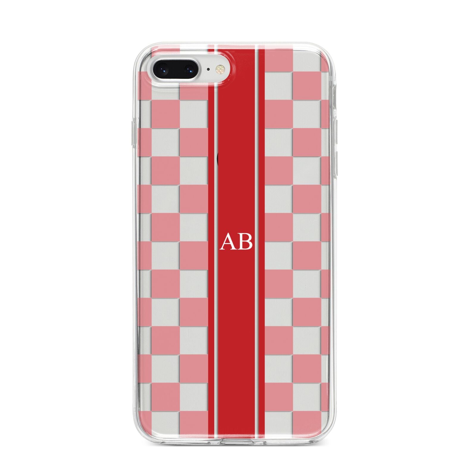 Personalised Checkered iPhone 8 Plus Bumper Case on Silver iPhone