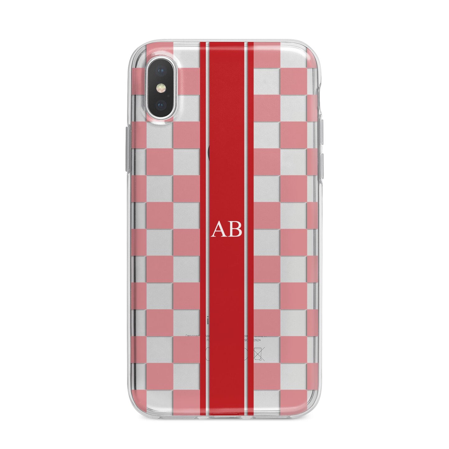 Personalised Checkered iPhone X Bumper Case on Silver iPhone Alternative Image 1