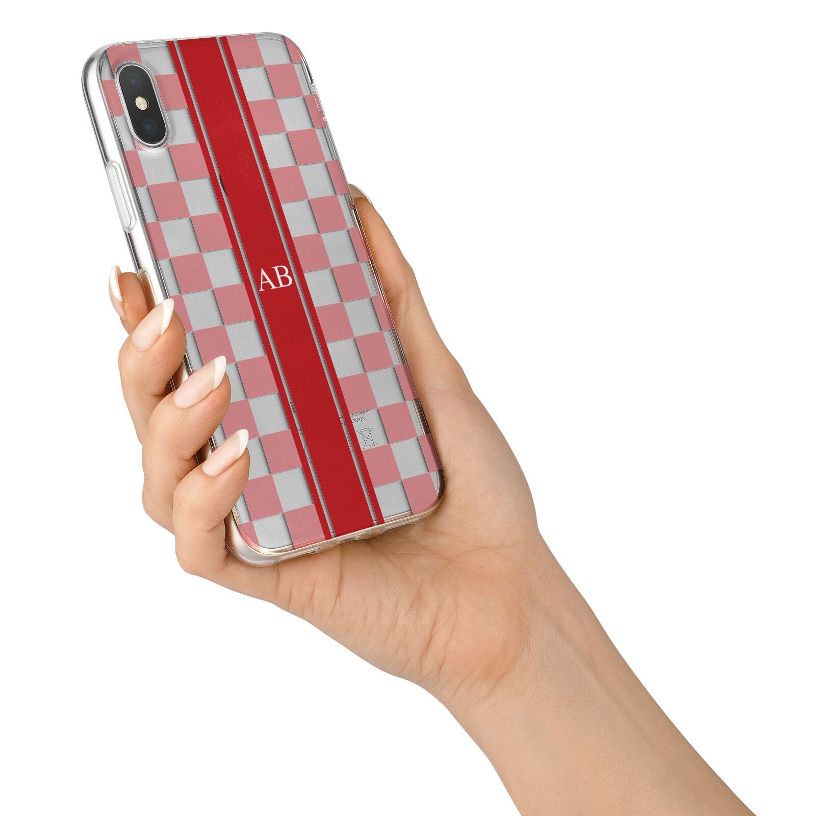 Personalised Checkered iPhone X Bumper Case on Silver iPhone Alternative Image 2