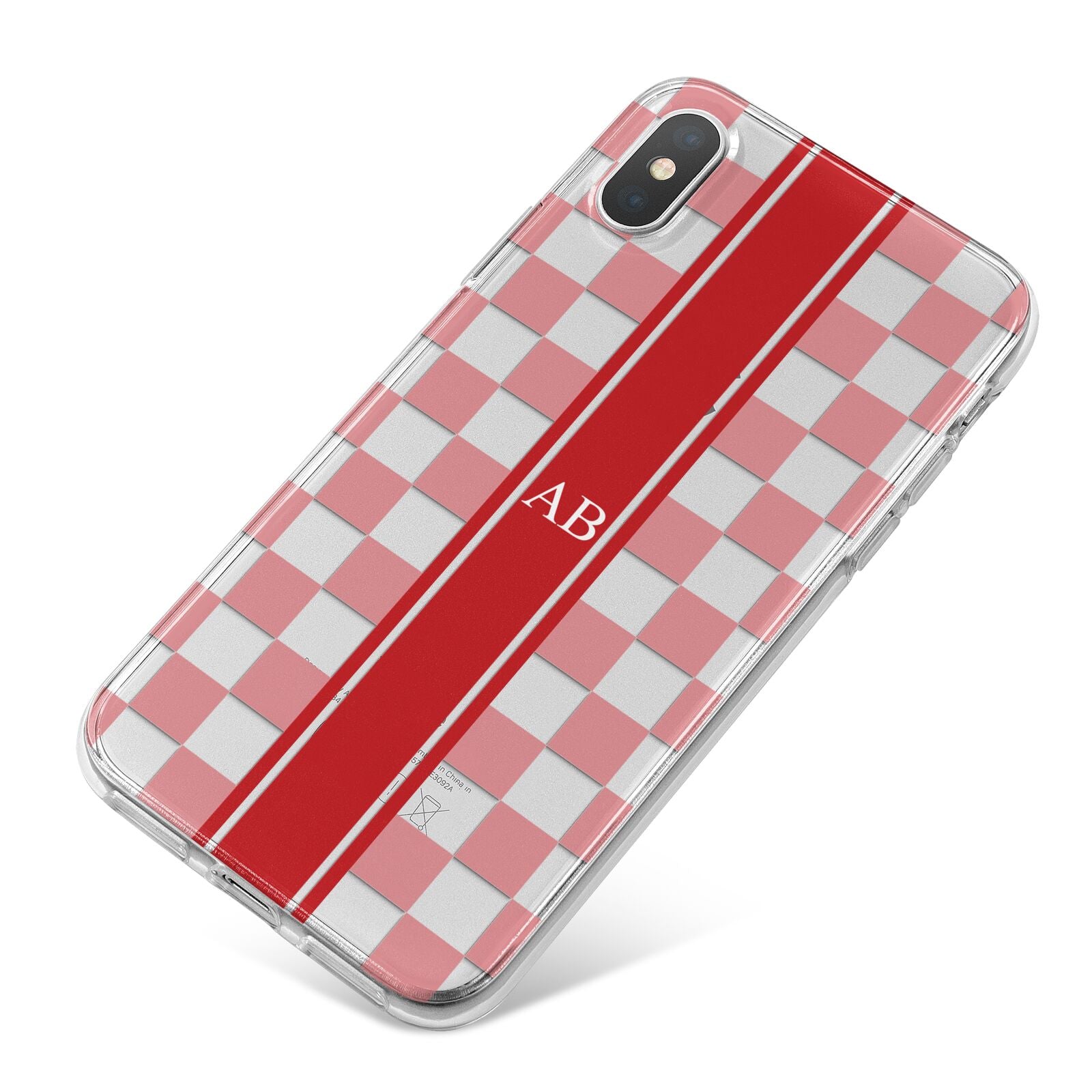 Personalised Checkered iPhone X Bumper Case on Silver iPhone