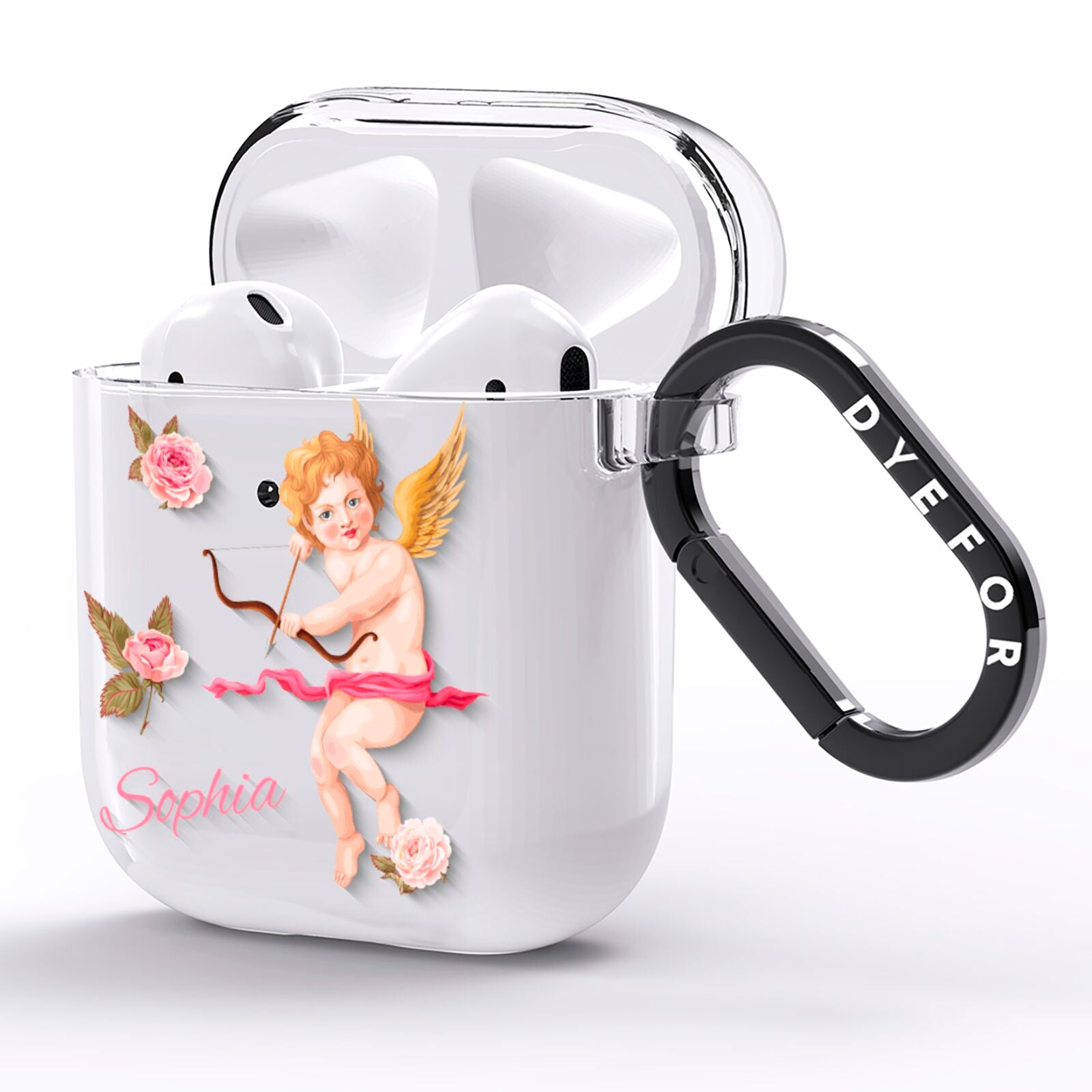 Personalised Cherub AirPods Clear Case Side Image