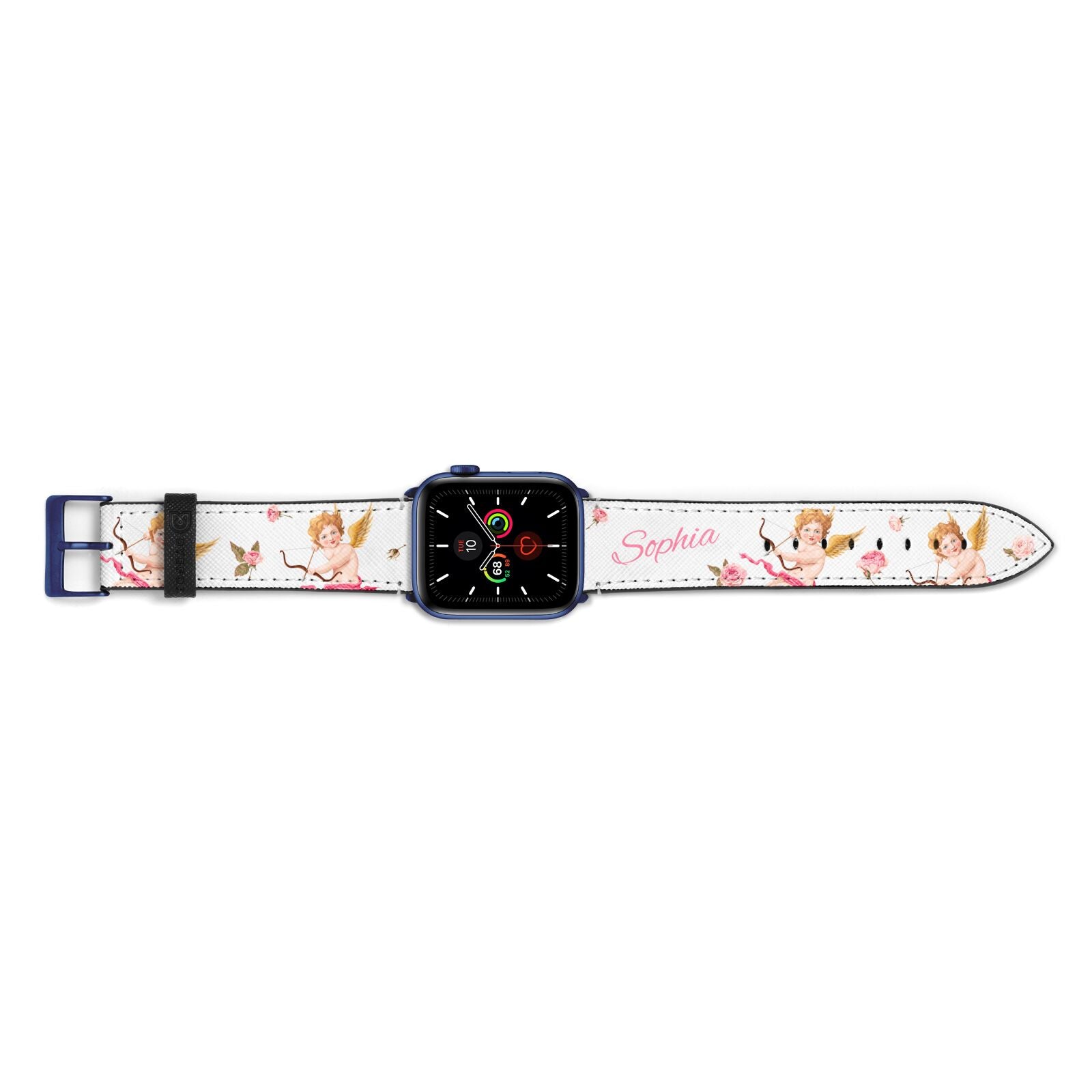 Personalised Cherub Apple Watch Strap Landscape Image Blue Hardware