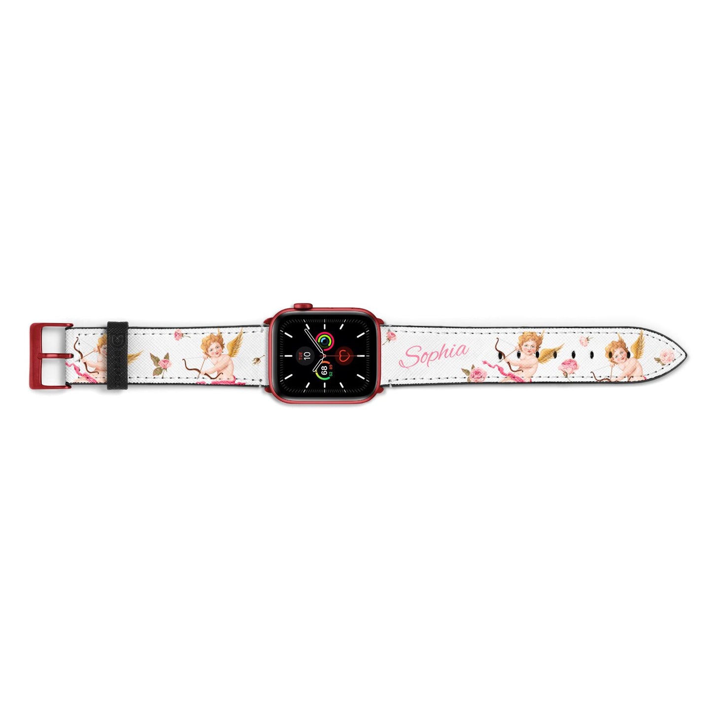 Personalised Cherub Apple Watch Strap Landscape Image Red Hardware