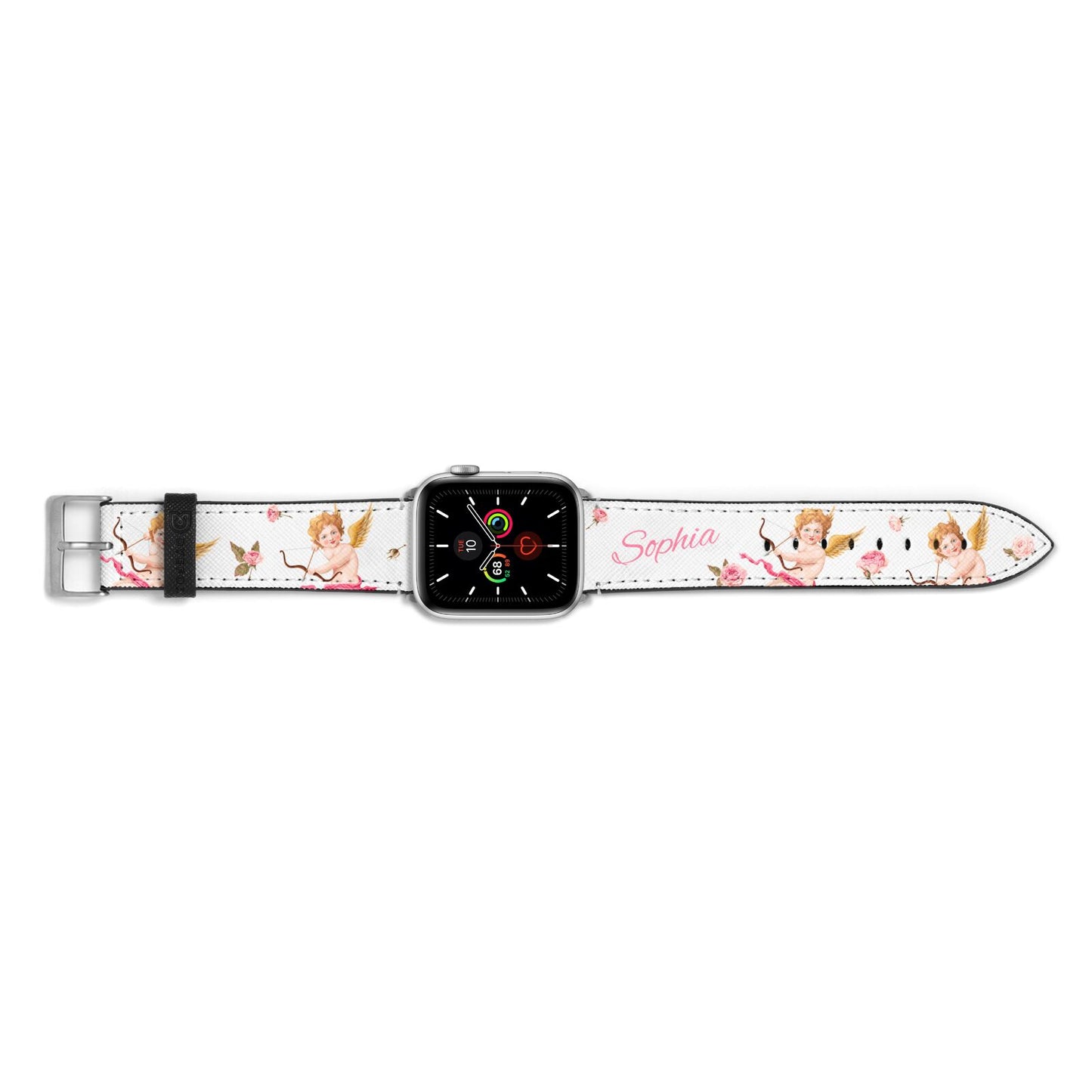 Personalised Cherub Apple Watch Strap Landscape Image Silver Hardware