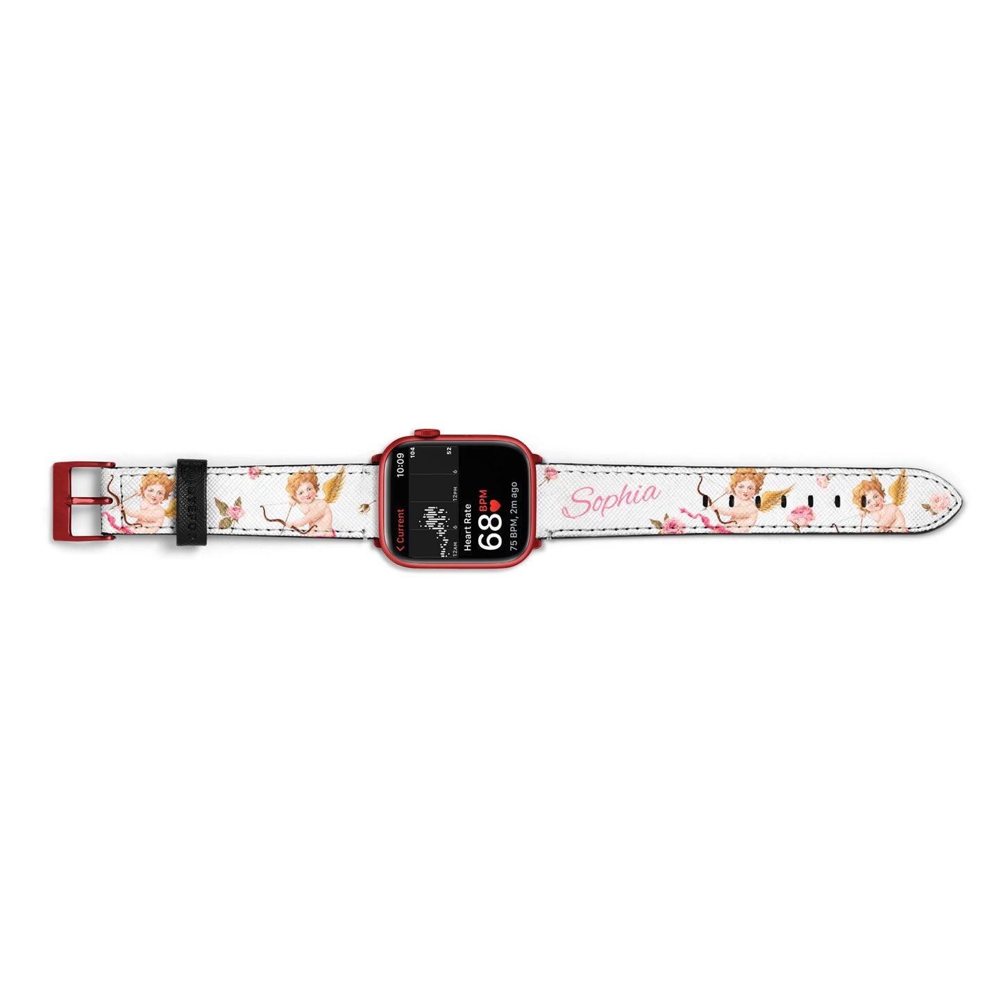 Personalised Cherub Apple Watch Strap Size 38mm Landscape Image Red Hardware