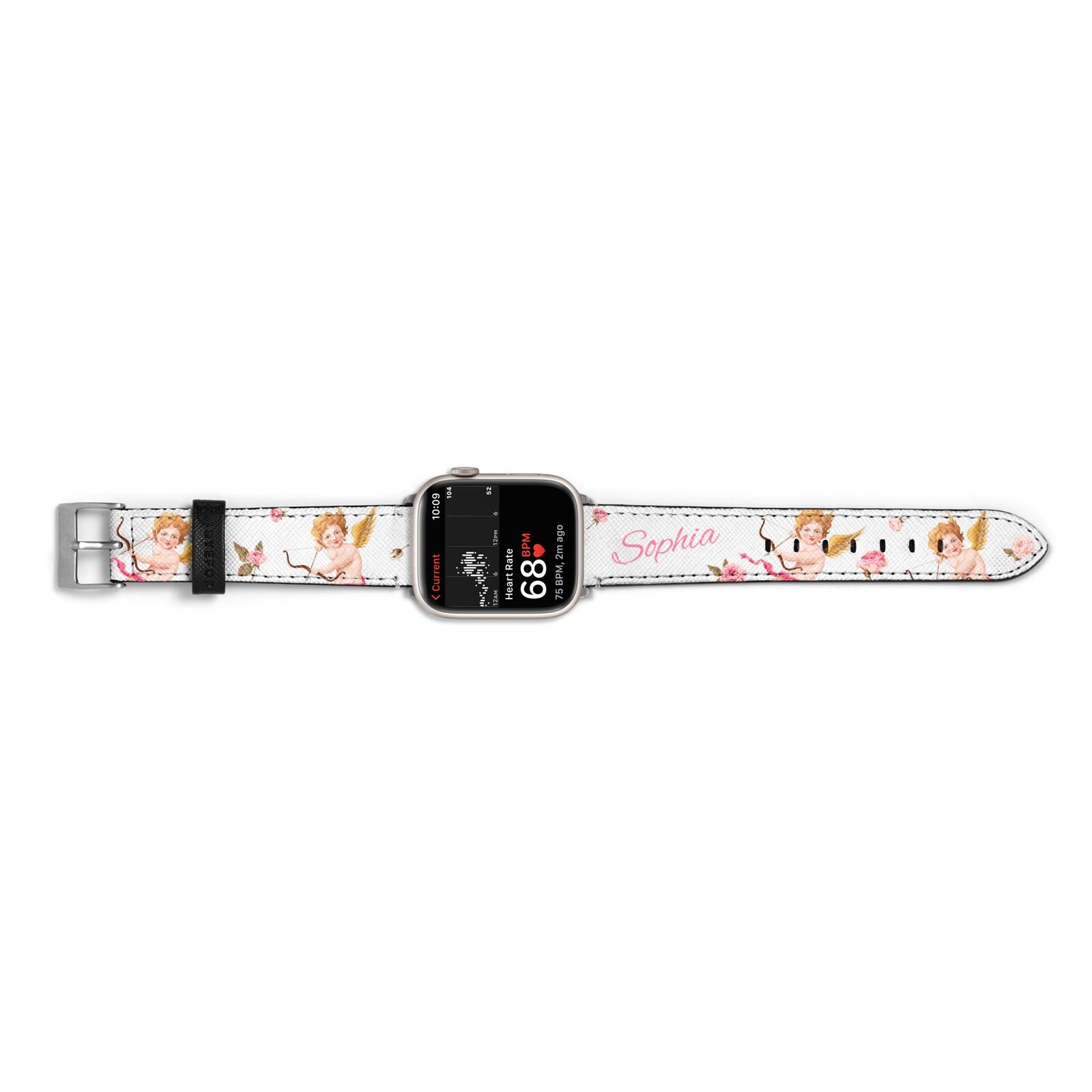 Personalised Cherub Apple Watch Strap Size 38mm Landscape Image Silver Hardware