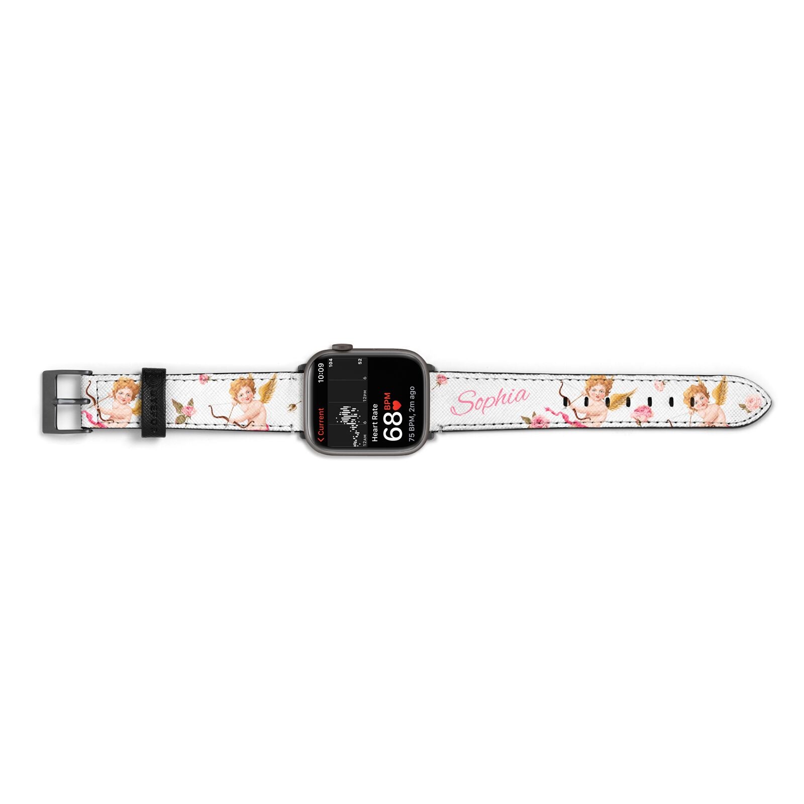 Personalised Cherub Apple Watch Strap Size 38mm Landscape Image Space Grey Hardware