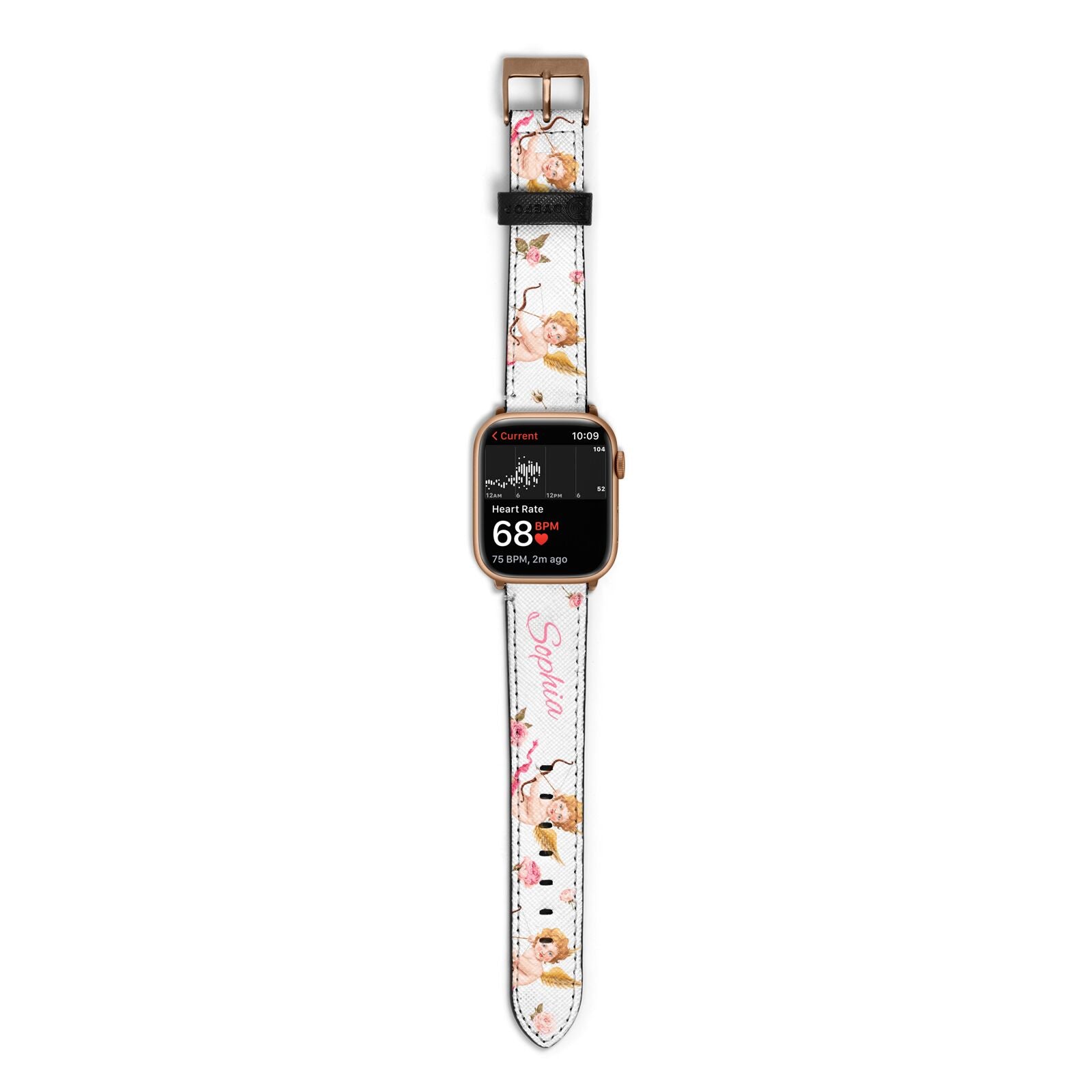 Personalised Cherub Apple Watch Strap Size 38mm with Gold Hardware