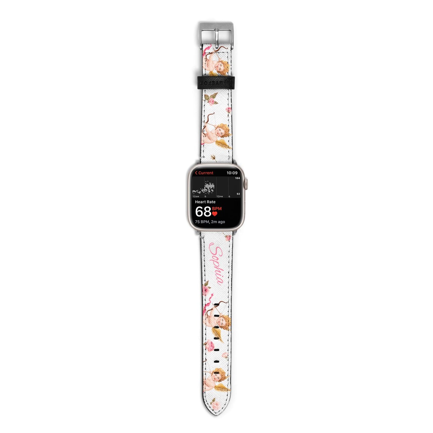 Personalised Cherub Apple Watch Strap Size 38mm with Silver Hardware