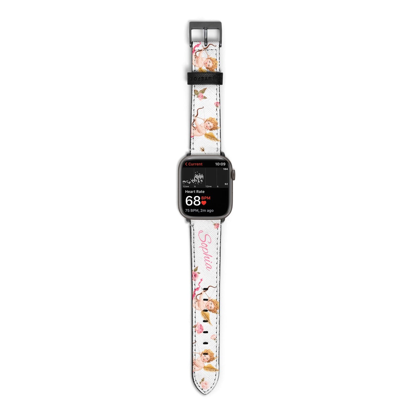 Personalised Cherub Apple Watch Strap Size 38mm with Space Grey Hardware